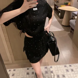 High Quality Luxury Miu Miu Stone Short-Sleeved Shirts
