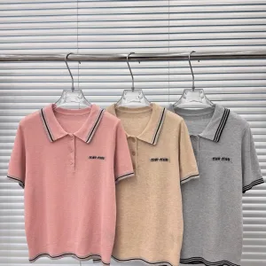 Luxury Aaa Miu Miu Jacquard Short Sleeves