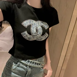 Aaa Chanel Denim Short-Sleeved T-Shirt