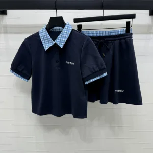 High Quality Miu Miu Plaid Short-Sleeved Shirts