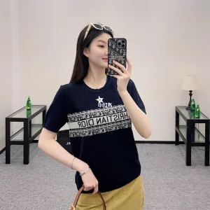 Luxury Designer Dior Jacquard Short Sleeves For Spring