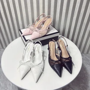 Designer Chanel High Heel Pink Mesh All-Day Comfort