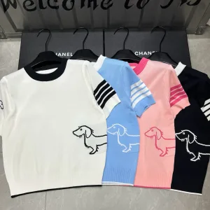 High Quality Luxury Thom Browne Jacquard Short Sleeves