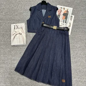 High Quality Dior Denim Midi Skirt