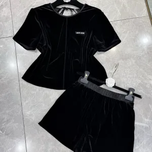 Aaa High Quality Miu Miu Velvet Short-Sleeved Shirts