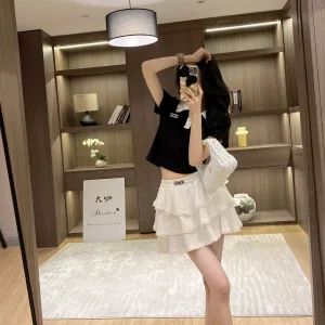 Luxury Miu Miu Lace Short Sleeves
