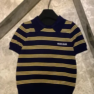 Designer Aaa Miu Miu Jacquard Short Sleeves