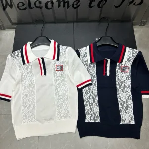 High Quality Designer Miu Miu Lace Short Sleeves