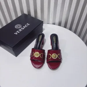 High Quality Versace Slippers Genuine Leather Patent Summer Early