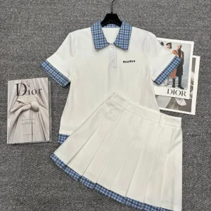 Luxury High Quality Miu Miu Plaid Short-Sleeved Shirt