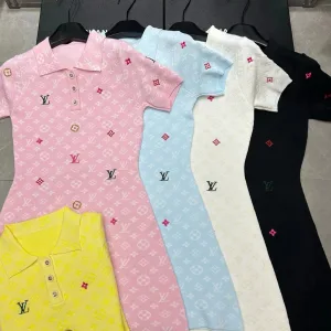 Luxury High Quality Louis Vuitton Jacquard Short-Sleeved Top