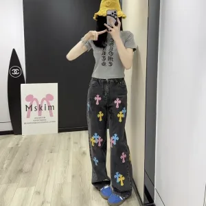 Luxury Chrome Hearts Leather Jeans