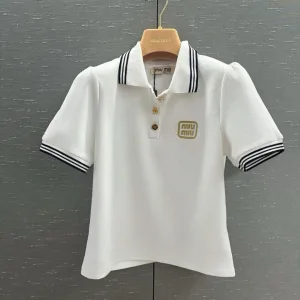1:1 Miu Miu Gold Short-Sleeved Shirts
