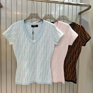 Luxury Fendi Jacquard Short Sleeves