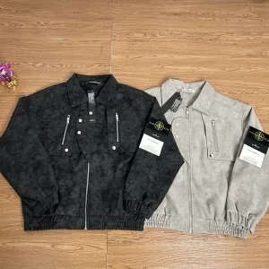 Reps AAA Stone Island Jacket Red Pu Leather Exquisite Workmanship Street Style Patch