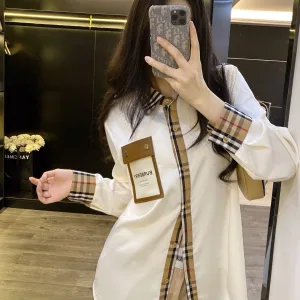 Luxury Burberry Leather Long-Sleeved Shirt For Summer