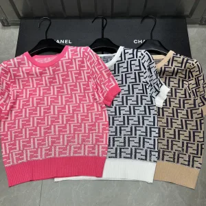 Designer Luxury Fendi Jacquard Short Sleeves