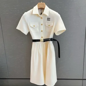 High Quality Miu Miu Gold Short-Sleeved Shirts