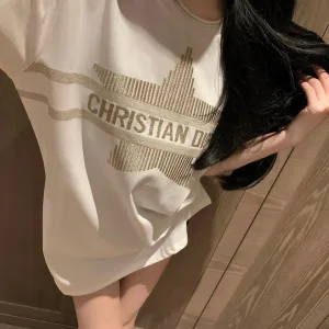 Luxury Dior Gold Short-Sleeved T-Shirt