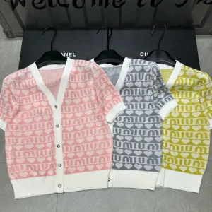 High Quality Miu Miu Jacquard Short-Sleeved Shirts