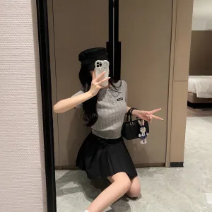 Luxury Miu Miu Silk Short-Sleeved Polo Shirt