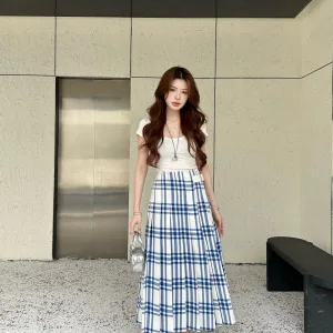 Designer High Quality Burberry Plaid Midi Skirt