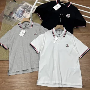 Reps Moncler Short-Sleeved Shirts Black Cotton Silk Piqu