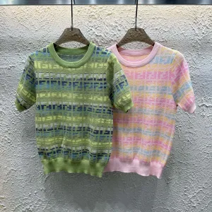 Luxury Aaa Fendi Jacquard Short Sleeves