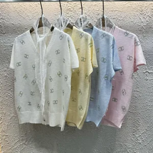 Designer Luxury Chanel Silk Short-Sleeved Shirt