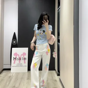 Designer Luxury Chrome Hearts Leather Jeans For Summer