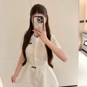 Designer High Quality Miu Miu Lace Short-Sleeved Shirts