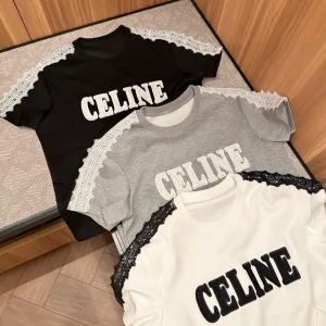 Aaa 1:1 Celine Lace Short-Sleeved Shirts