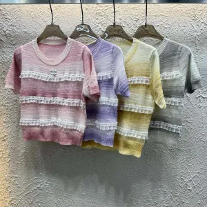 Luxury Chanel Lace Short Sleeves