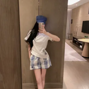 High Quality Luxury Burberry Plaid Short-Sleeved Shirts