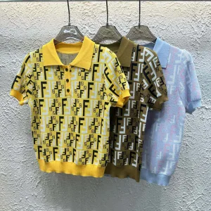 Luxury Aaa Fendi Jacquard Short Sleeves