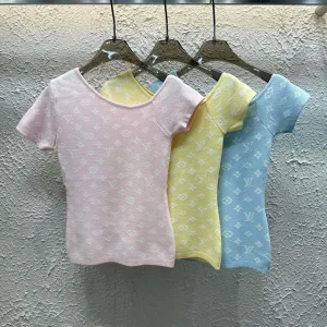 Luxury Louis Vuitton Jacquard Short Sleeves