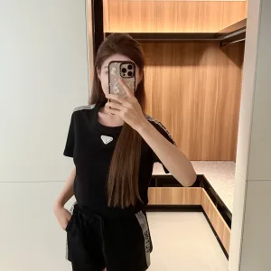High Quality 1:1 Prada Stone Short-Sleeved Shirts