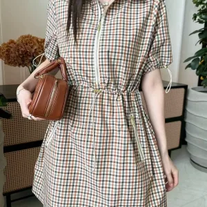 Luxury Aaa Miu Miu Plaid Dress