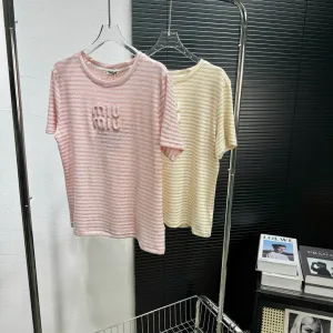 Aaa Designer Miu Miu Linen Short-Sleeved T-Shirt