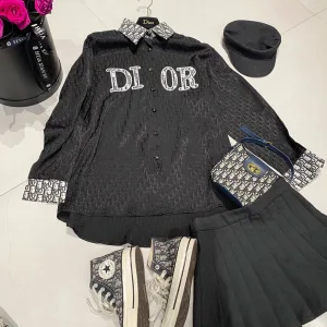 High Quality Luxury Dior Jacquard Long-Sleeved Shirt