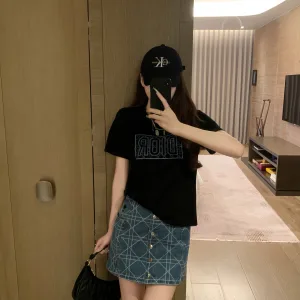Designer Dior Denim Short-Sleeved Shirts