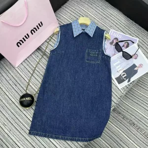 Designer Miu Miu Denim Sleeveless