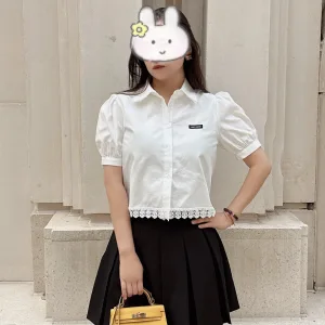 1:1 Miu Miu Lace Short-Sleeved Shirt
