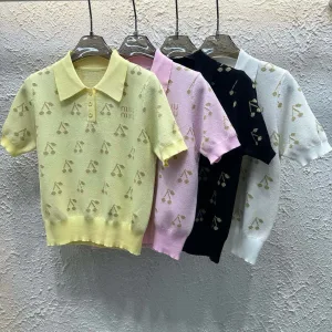High Quality Miu Miu Jacquard Short Sleeves