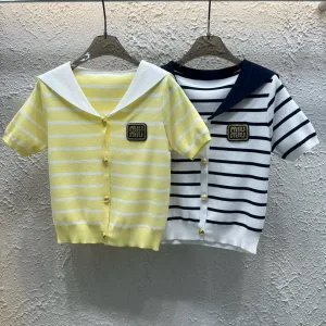 Designer High Quality Miu Miu Gold Short Sleeves