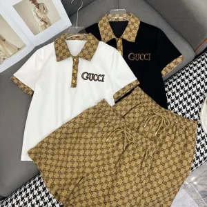 Designer Luxury Gucci Gold Short-Sleeved Shirts
