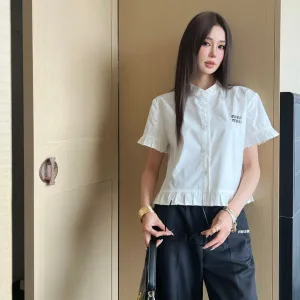 Designer 1:1 Miu Miu Lace Short-Sleeved Shirt
