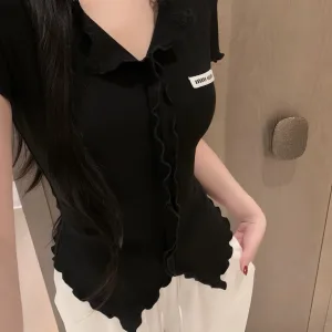 Designer Miu Miu Lace Short Sleeves