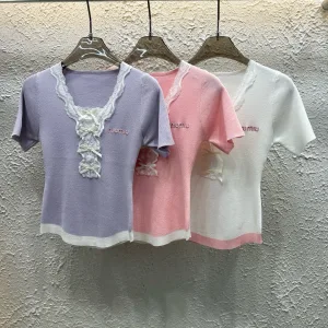 1:1 Miu Miu Lace Short Sleeves