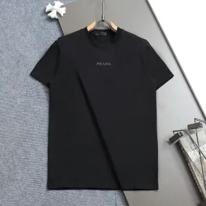 Super Clone Designer Prada Short-Sleeved T-Shirt Red Cotton Pure